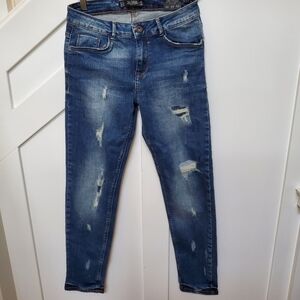 Zara Distressed Blue Skinny Jeans